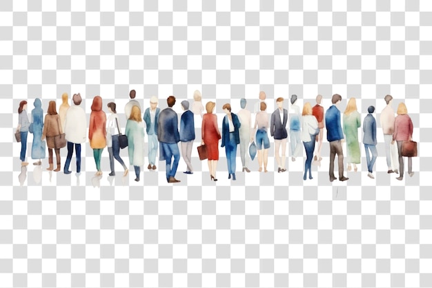 Diverse crowd watercolor illustration