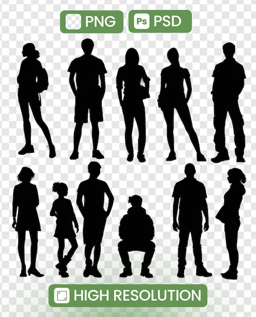 Diverse Group of Silhouette People Standing Together Unity concept