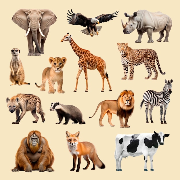 PSD diverse wild and domestic animals