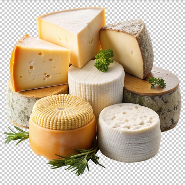 Diversity of Cheeses Isolated In Transparent Background