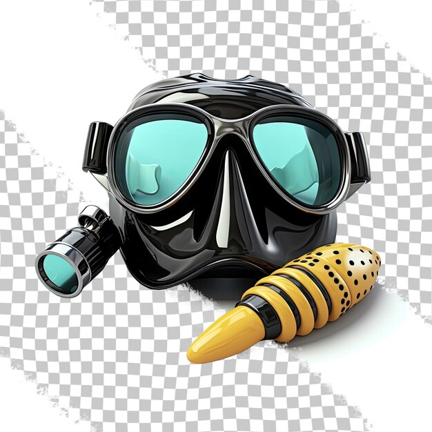 PSD diving mask and flippers isolated on transparent background