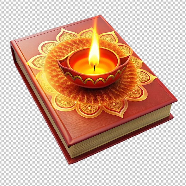 PSD diwali book 3d render on transparent background