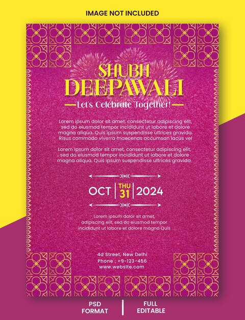 Diwali celebration invitation pink and Gold flyer