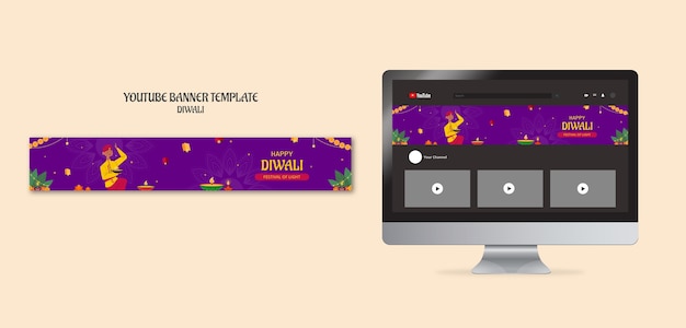 PSD diwali celebration youtube banner  template