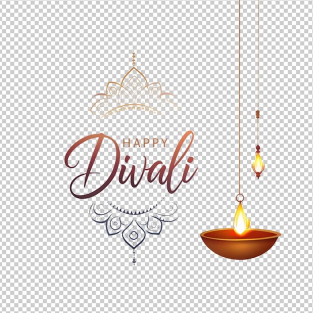 PSD diwali decorative card with hanging diya design