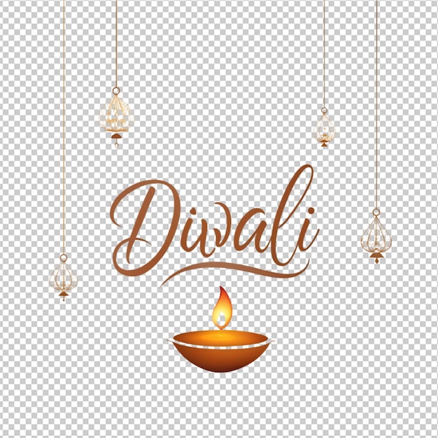 PSD diwali decorative card with hanging diya design