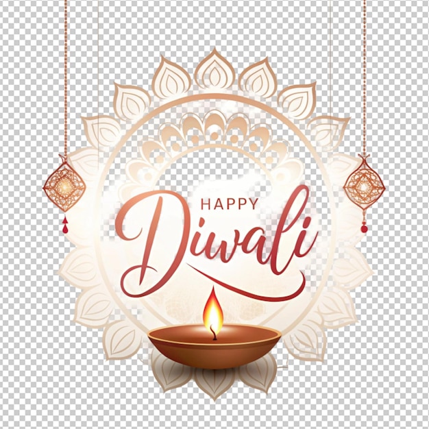 PSD diwali decorative card with hanging diya design