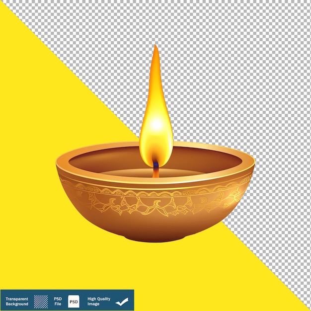 Diwali Diya in India Festive Gold Design Transparent Background PNG PSD