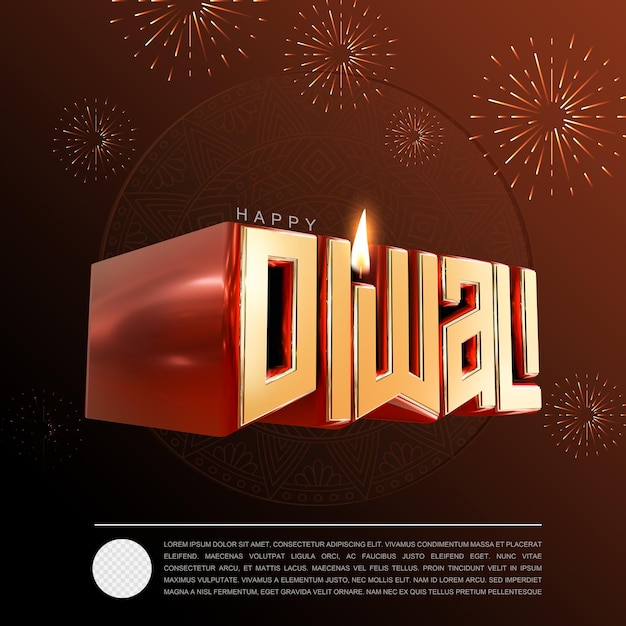 Diwali Festival 3d rendered social media template in transparent background