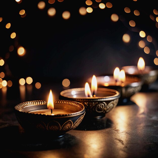 PSD diwali festival background with candles