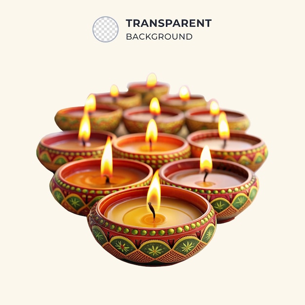 Diwali festival candles isolated on transparent background