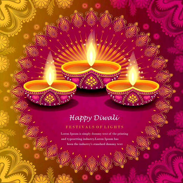 PSD diwali festival celebration background with diya