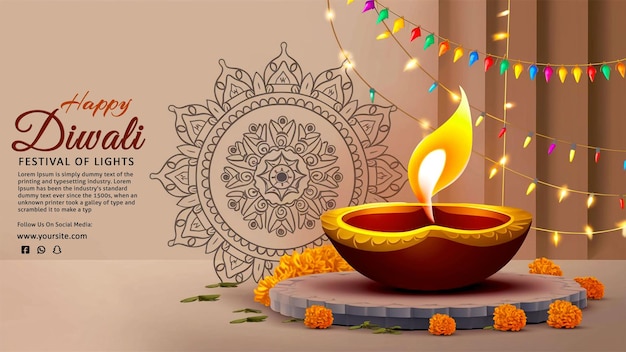 Diwali festival celebration invitation poster template