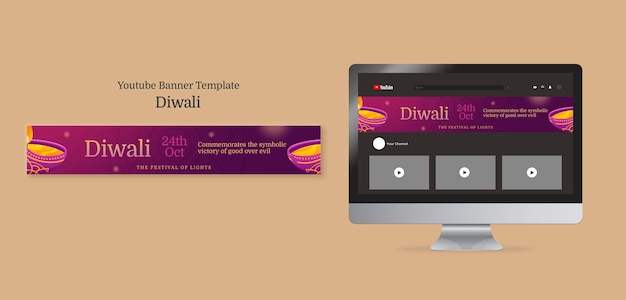 PSD diwali festival celebration youtube banner template