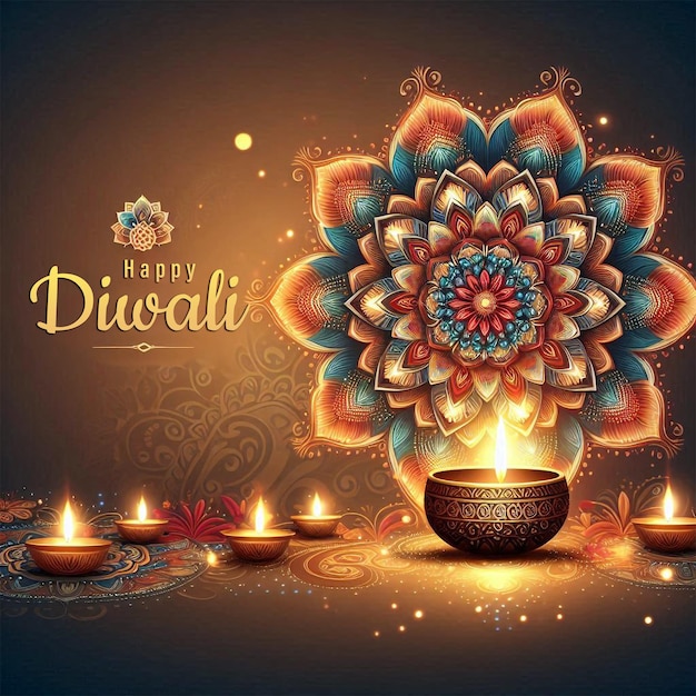 Diwali festival of lights with festival background