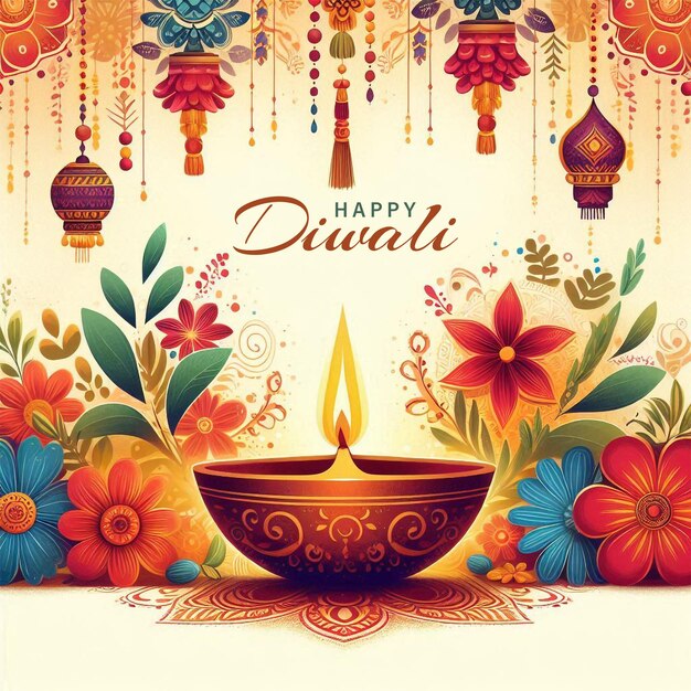 PSD diwali festival of lights with festival background