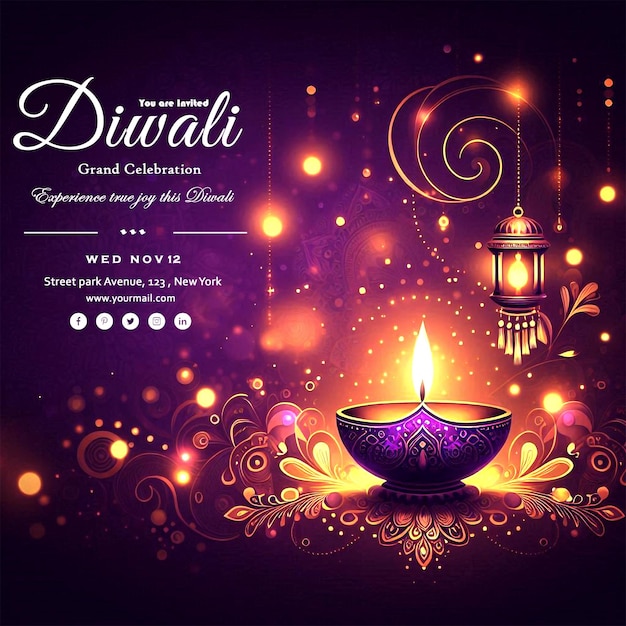 Diwali greetings template with diya