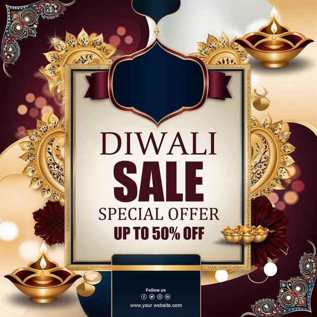 PSD diwali sale special offer psd social media poster template