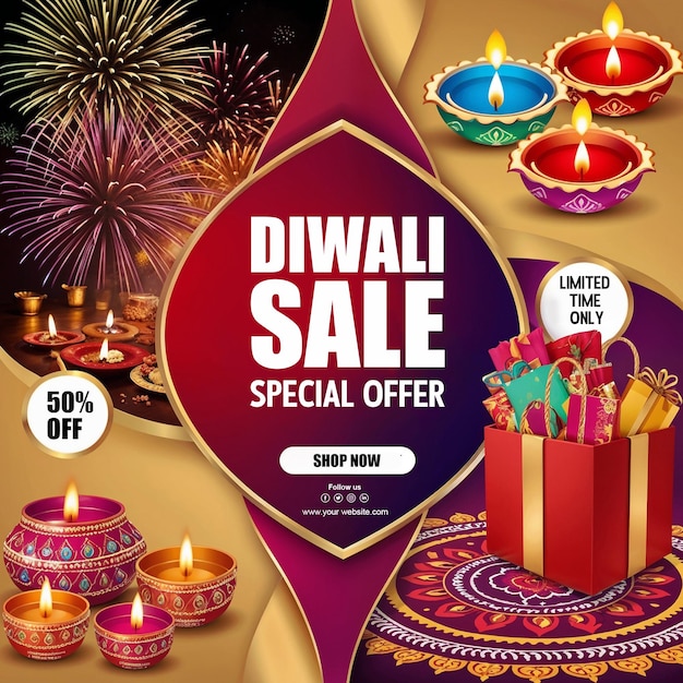 PSD diwali sale special offer psd social media poster template