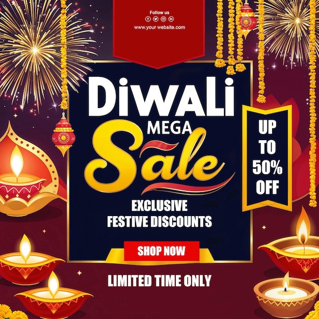 PSD diwali sale special offer psd social media poster template