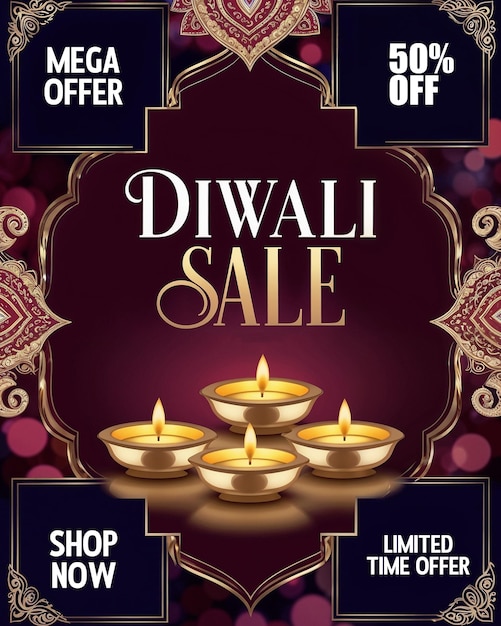 PSD diwali sale special offer psd social media poster template