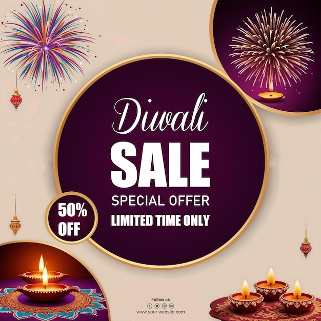 PSD diwali sale special offer psd social media poster template