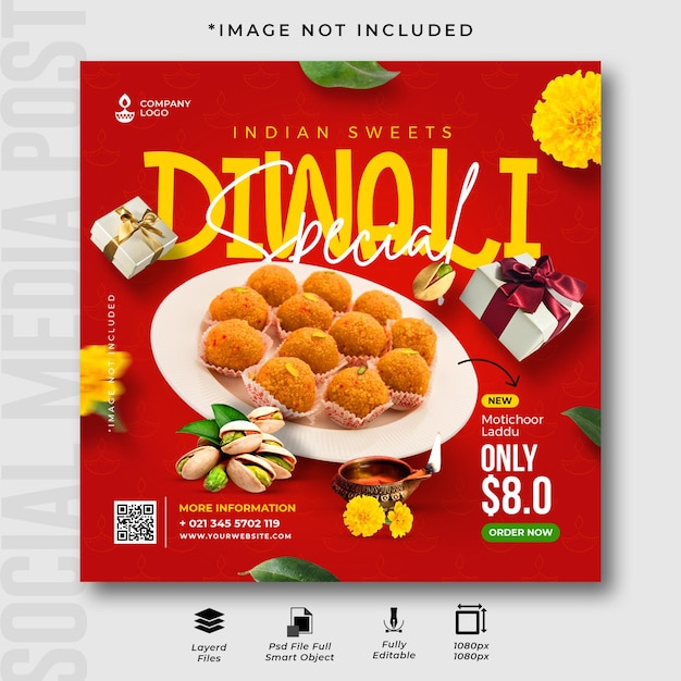 Diwali Special Sweets Social media Instagram  Post Template