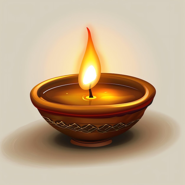 Diya Oil Lamp indian illustration