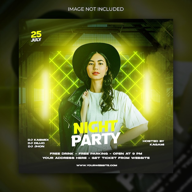 Dj club music house party social media template