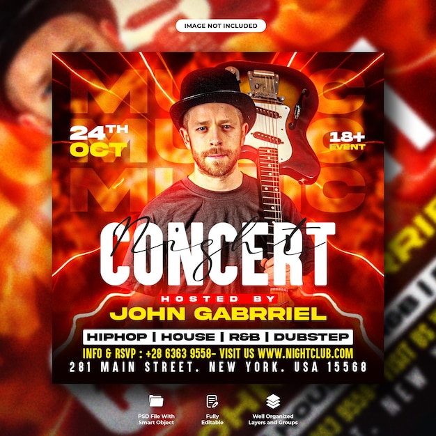 Dj club music night party flyer and social media web banner template