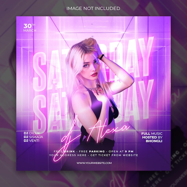 Dj club night party social media post template