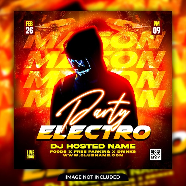 Dj Club party flyer social media post and web banner