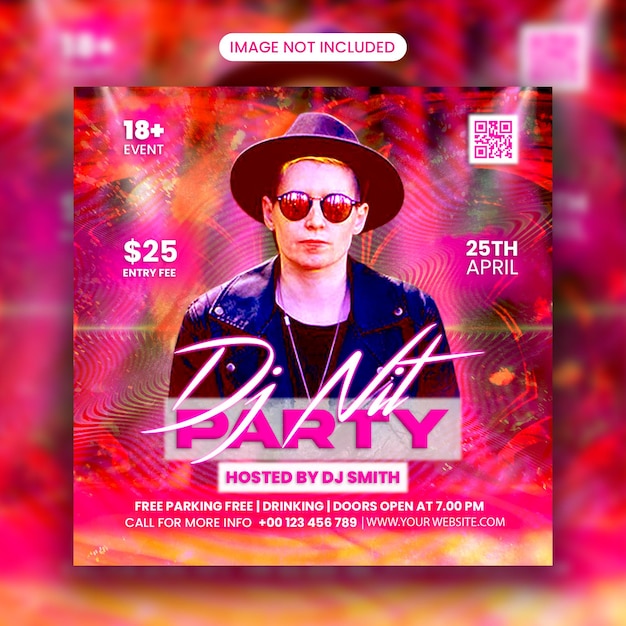 Dj Club Urban Night Party Flyer Social Media Post and Web Banner