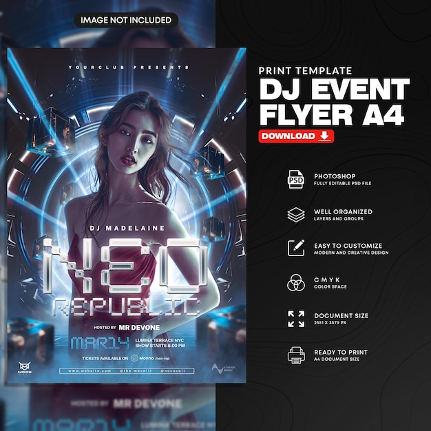 PSD dj event a4 flyer psd template