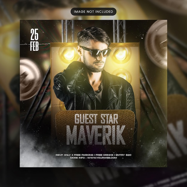 Dj Guest Star party social media and PSD flyer template