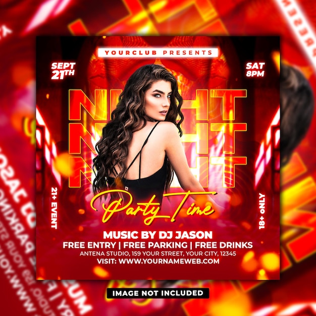 Dj night club party flyer social media post amp web banner