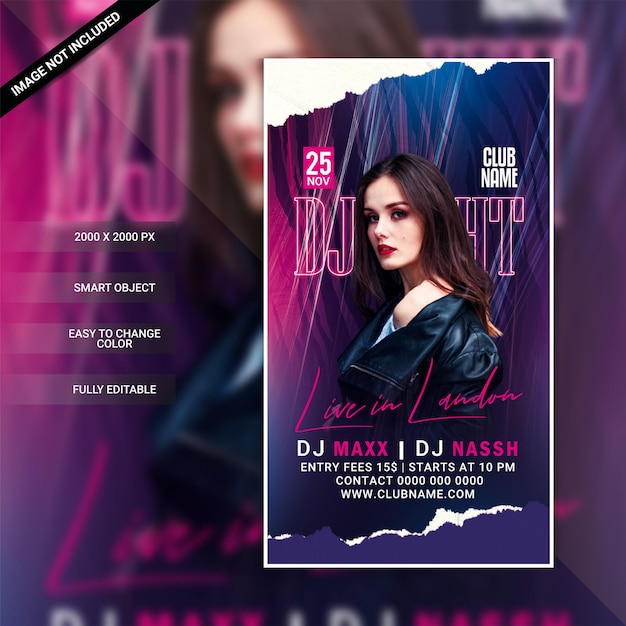 Dj night club party flyer template