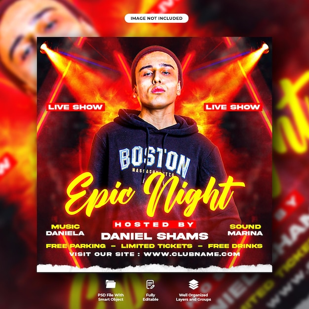 Dj night party instagram post banner template