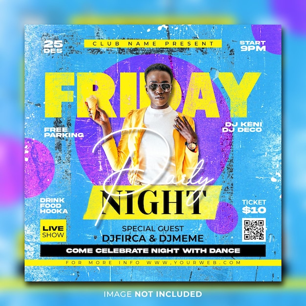 Dj party flyer instagram social media post template