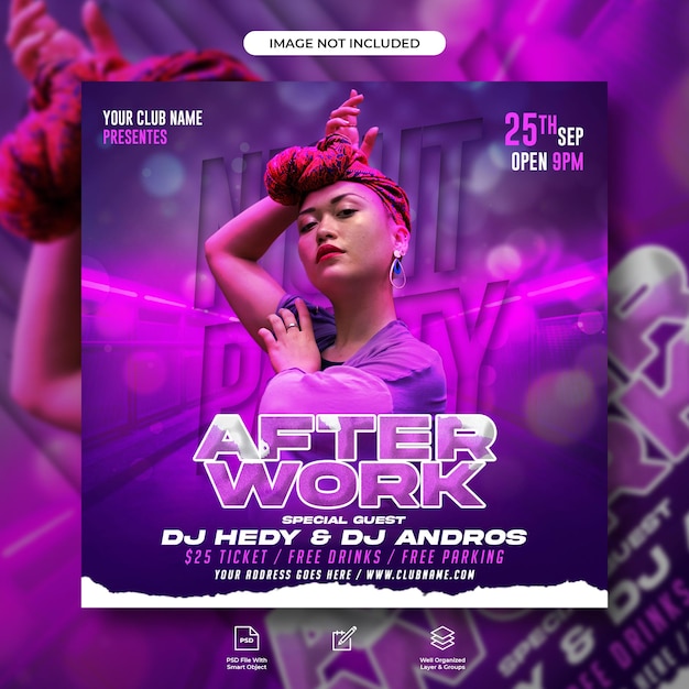 Dj party flyer or social media banner template