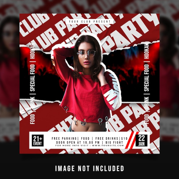 Dj party flyer social media post template