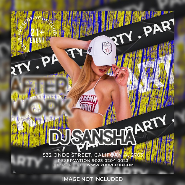 Dj party flyer social media post template