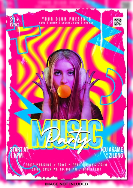 Dj party flyer social media post template