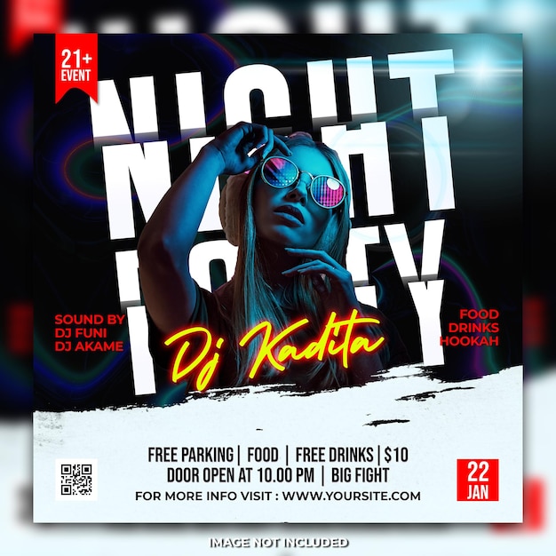 Dj party flyer social media post template