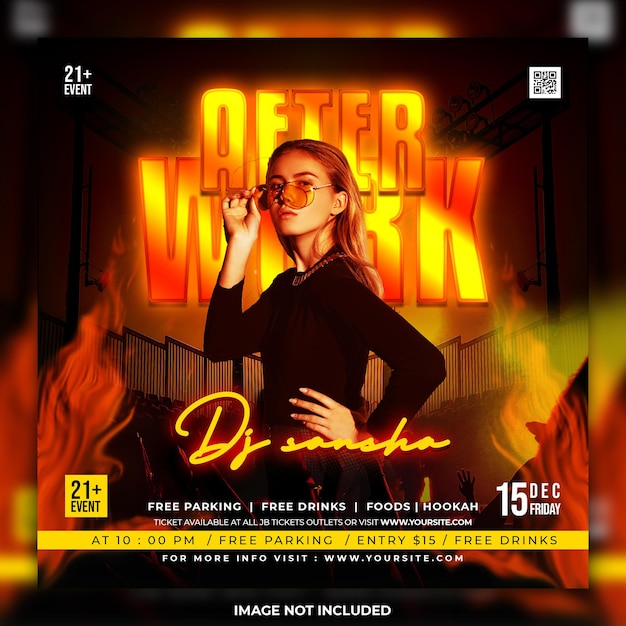 Dj party flyer social media post template