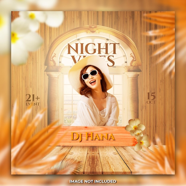 Dj party flyer social media post template