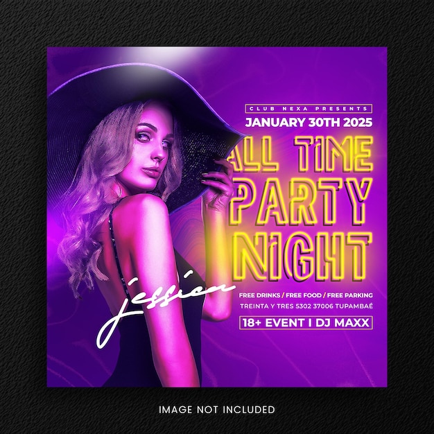 DJ Party Flyer social media template or web banner