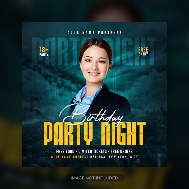 Dj party night event flyer or poster template