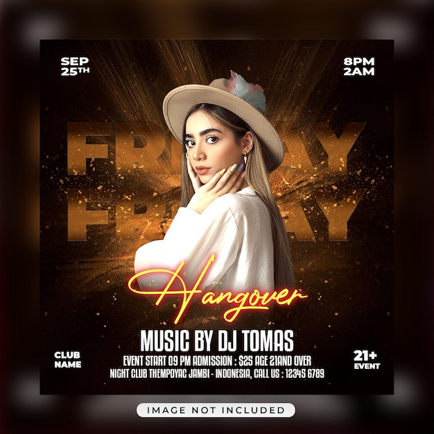 Dj party night flyer social media post template