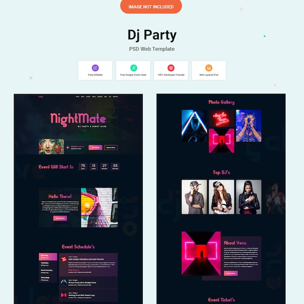 DJ Party Website Interface